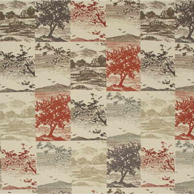 Mulberry OPEN SPACES.RED/CHA.0 Open Spaces Multipurpose Fabric in Red/charcoal/Red/Grey